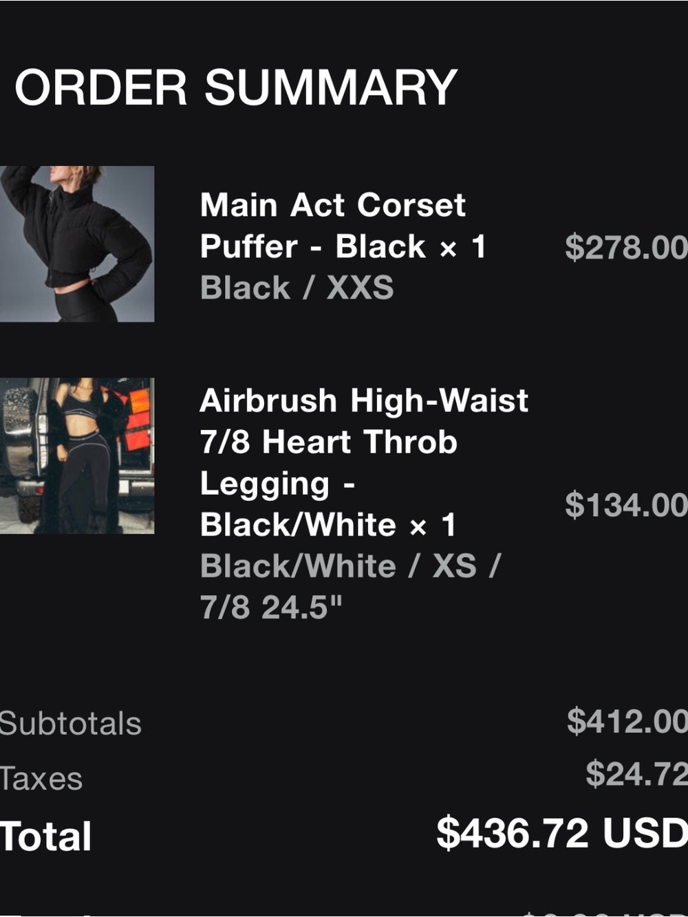 ALO Yoga Black Leggings with White Piping - Picture 3 of 3